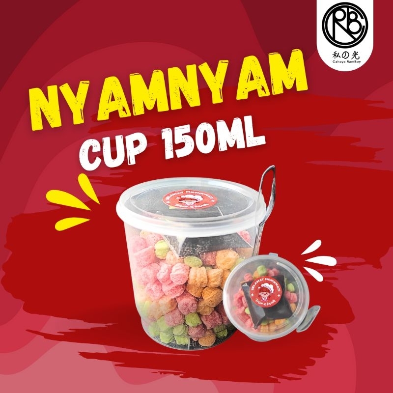 

Nyamnyam cup 150ml | nyamnyam coklat | nyamnyam tiramisu| nyamnyam green tea | cemilan | Snack anak | jajanan kekinian | nyamnyam anak | makanan ringan