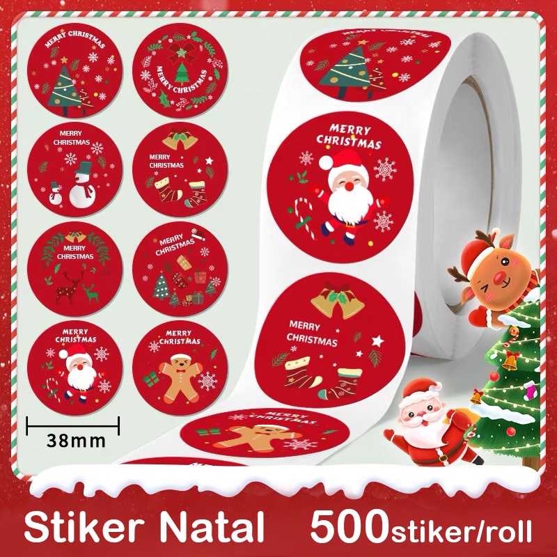 

Szgzd Stiker Natal 3.8cm 500pcs Ciptakan suasana Natal hadiah Natal Alat peraga Natal dekorasi Natal label penyegelan kotak hadiah