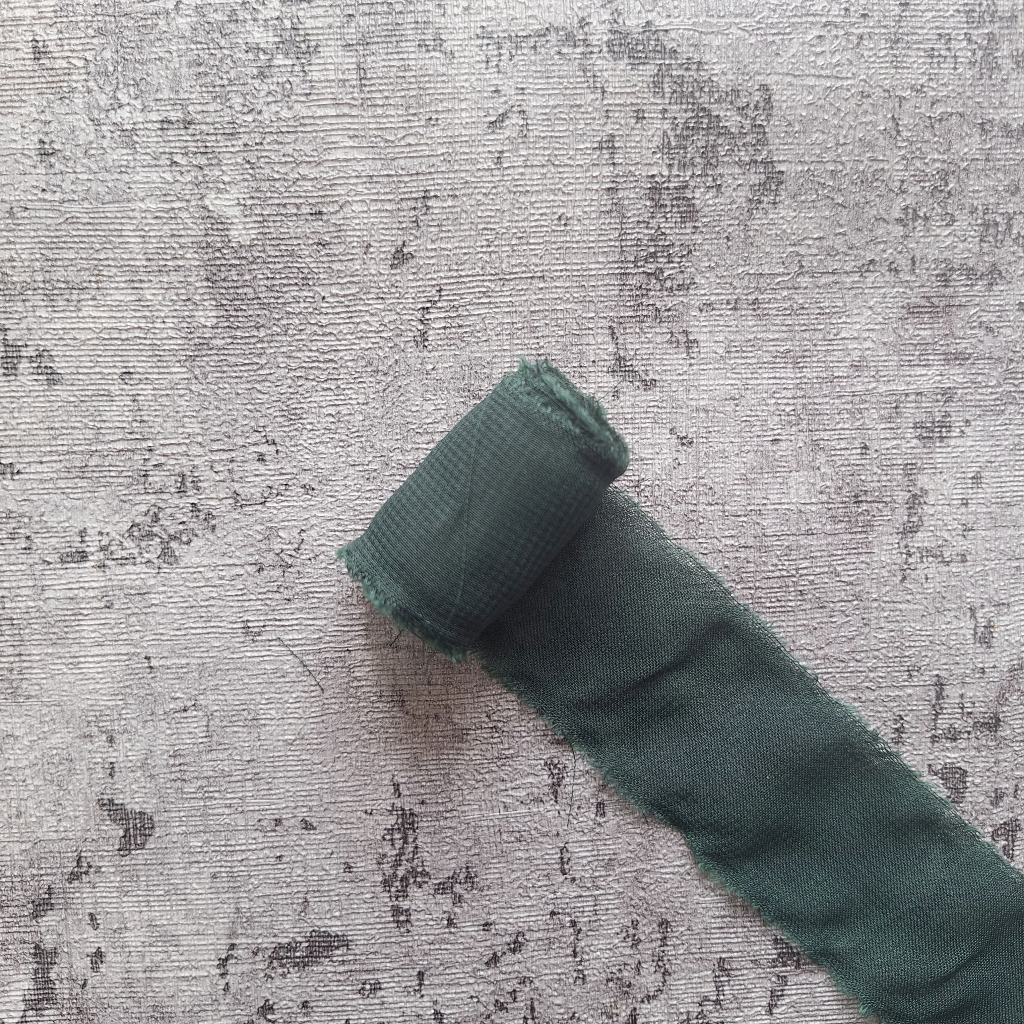 

Pita Sifon Chiffon Ribbon Dark Green Wedding KeepSake Stationery