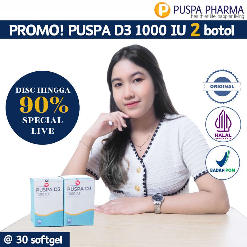 Promo  Puspa D3 1000 - Vitamin D3 1000 IU Beli 2 lebih hemat