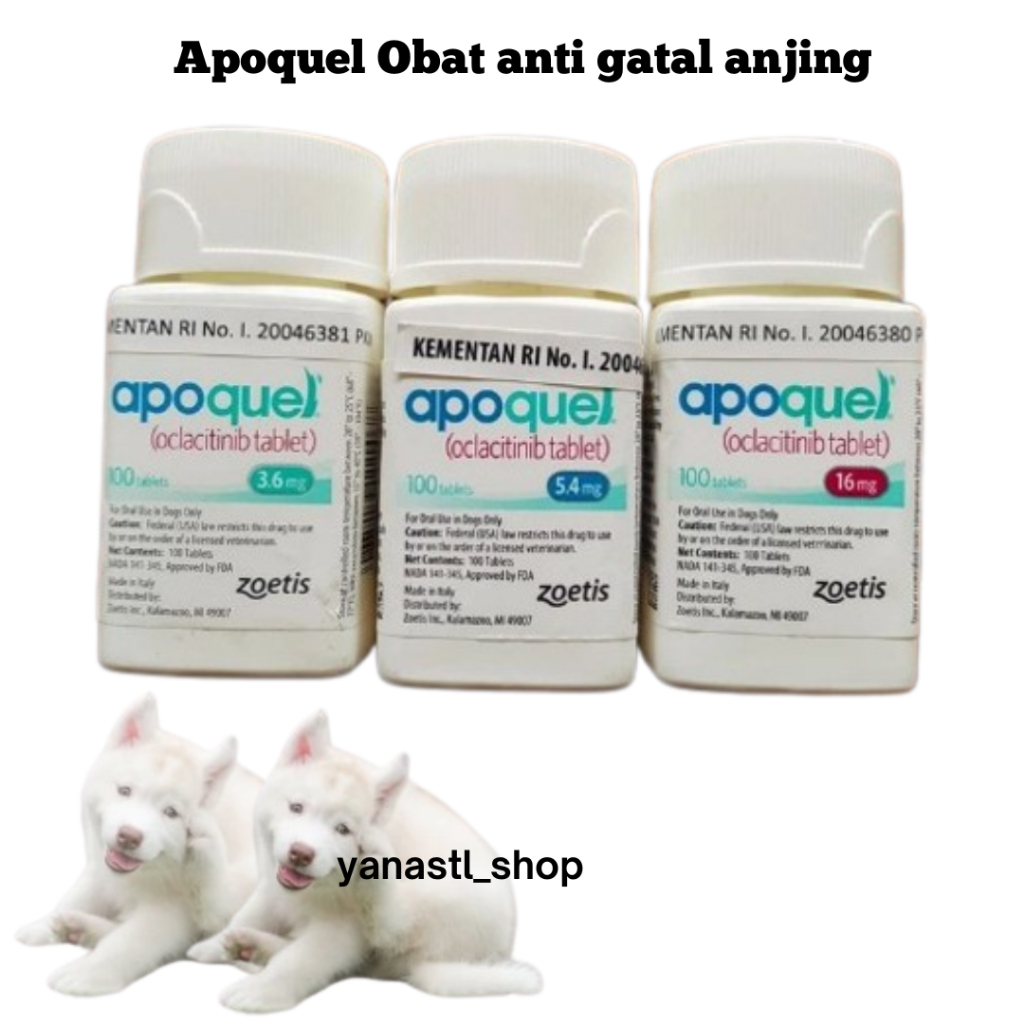 Apoquel 3,6mg / 5,4mg / 16mg Tablet Anti Gatal & Alergi Anjing (10 Tablet) - Obat anti gatal anjing