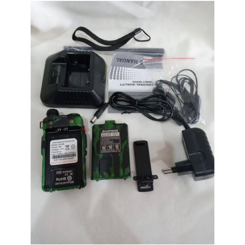 WALKIE TALKIE HT UV 5R ARMY 8 Watt, HT Handy Talky Loreng Doreng Tentara Hijau HT UV-5R W Urgency ja
