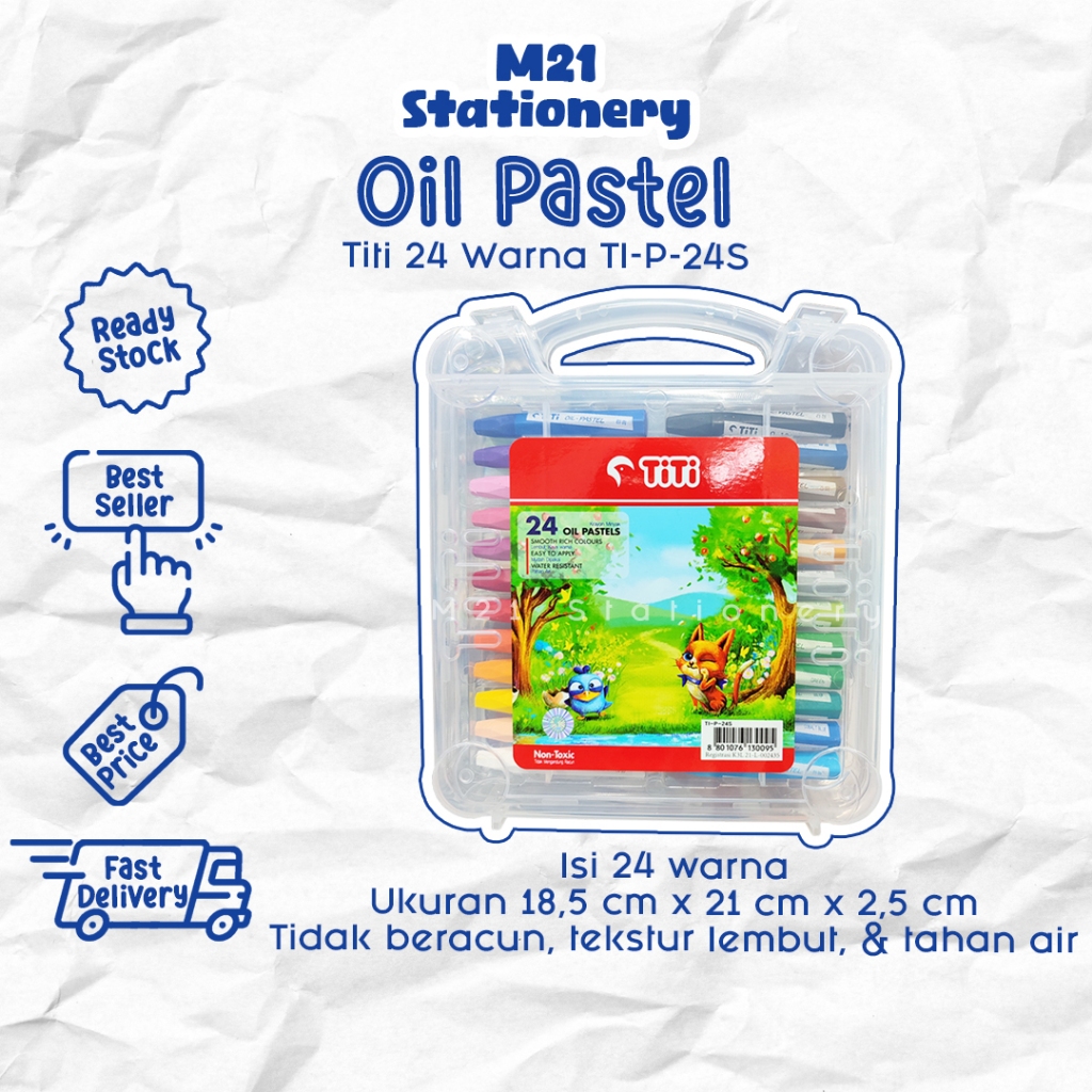 

OIL PASTEL TITI TI-P-24S / 24 WARNA PEWARNA ALAT MENGGAMBAR MEWARNAI ANAK KRAYON CRAYON PASTEL NON TOXIC MURAH ALAT TULIS SEKOLAH KANTOR KULIAH KAMPUS ATK MURAH LENGKAP GROSIR KULAKAN STATIONERY / M21 STATIONERY JOGJA