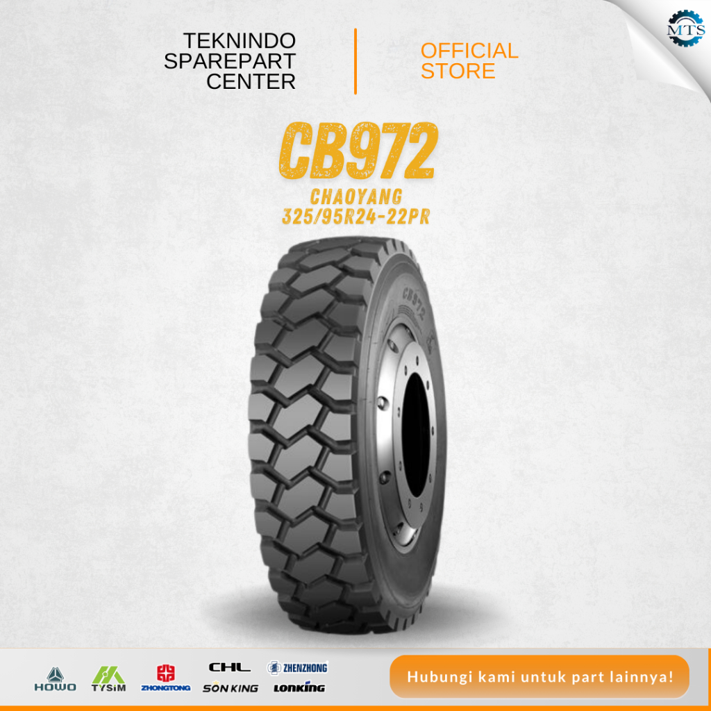 Ban Dump Truck / DT Set Tipe CB972 Uk. 325/95R24-22PR Chaoyang |  RIM R25 Ban Luar, Ban Dalam, Flap