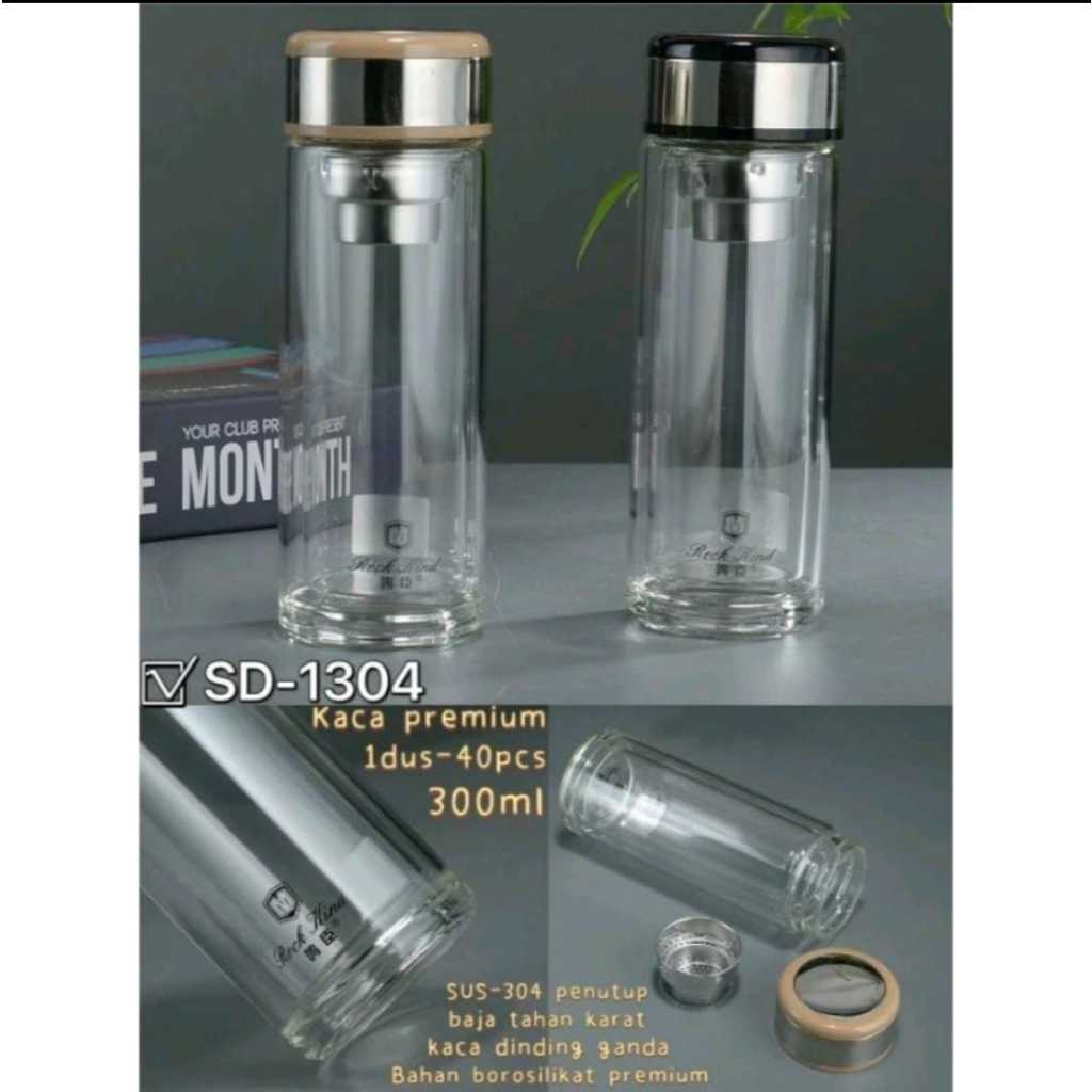 Botol Teh Kaca Infuser*Botol Minum Kaca GM*Botol Double Wall Infused - Botol SD-1304