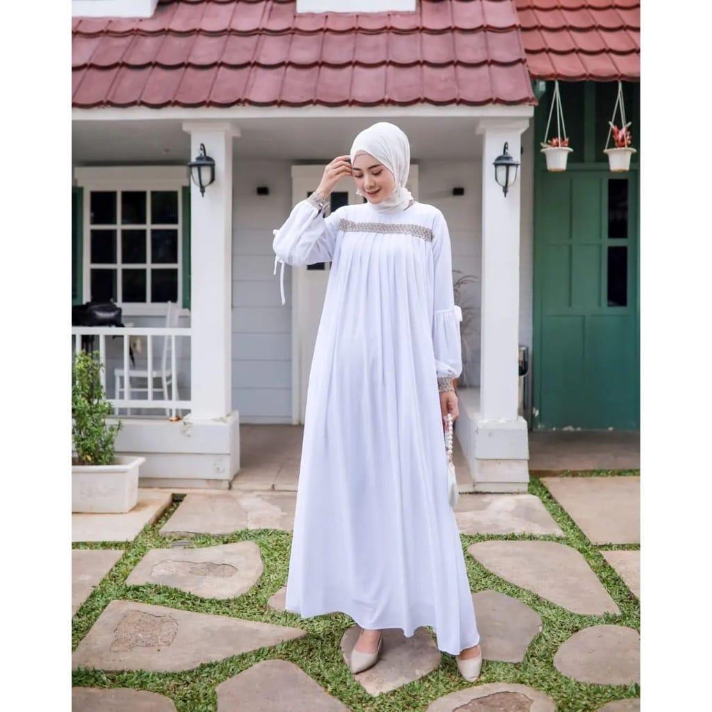 Gamis Putih Audrey Dress Gamis Jumbo Gamis Remaja Gamis Haji Umroh Polos Terbaru Dress Putih Baju Ga