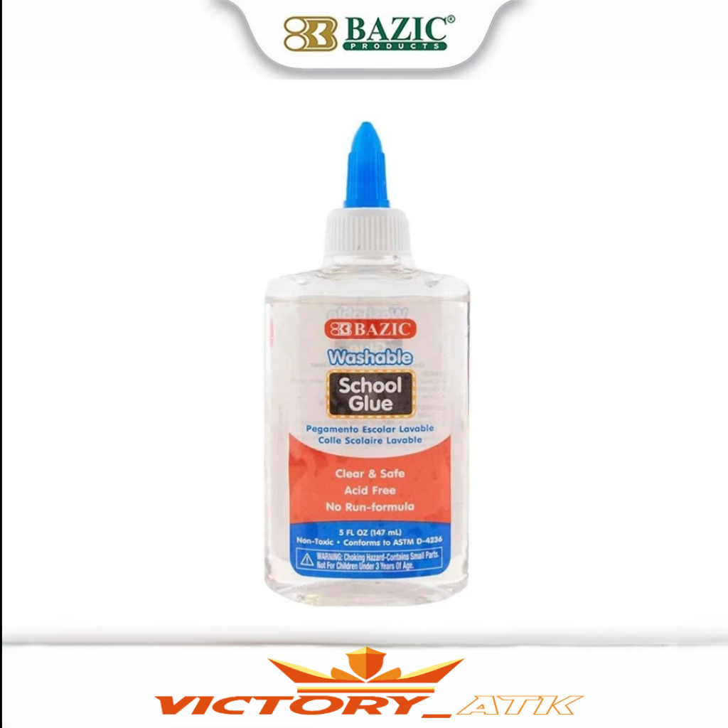 

Bazic Washable Clear School Glue - Lem Kertas Isi 147ml - Pcs
