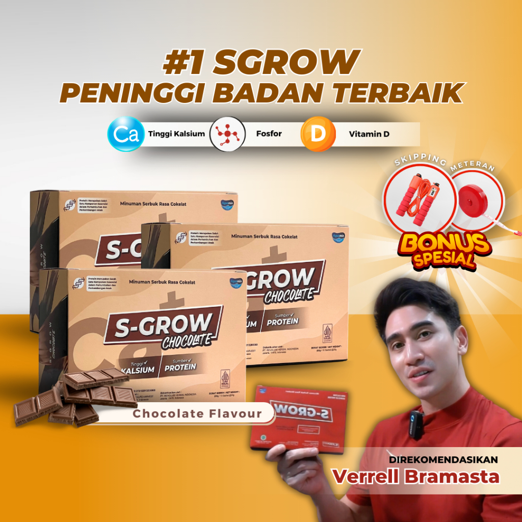 

S-GROW CHOCOLATE - Peninggi Badan Terbaik Untuk Remaja dan Dewasa 3 Box