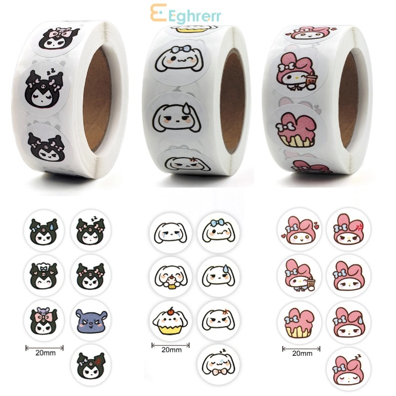 

Eeghrerr 500PCS Stiker Kartun Sanrio Stiker Roll Stiker Penyegelan Kreatif Indah