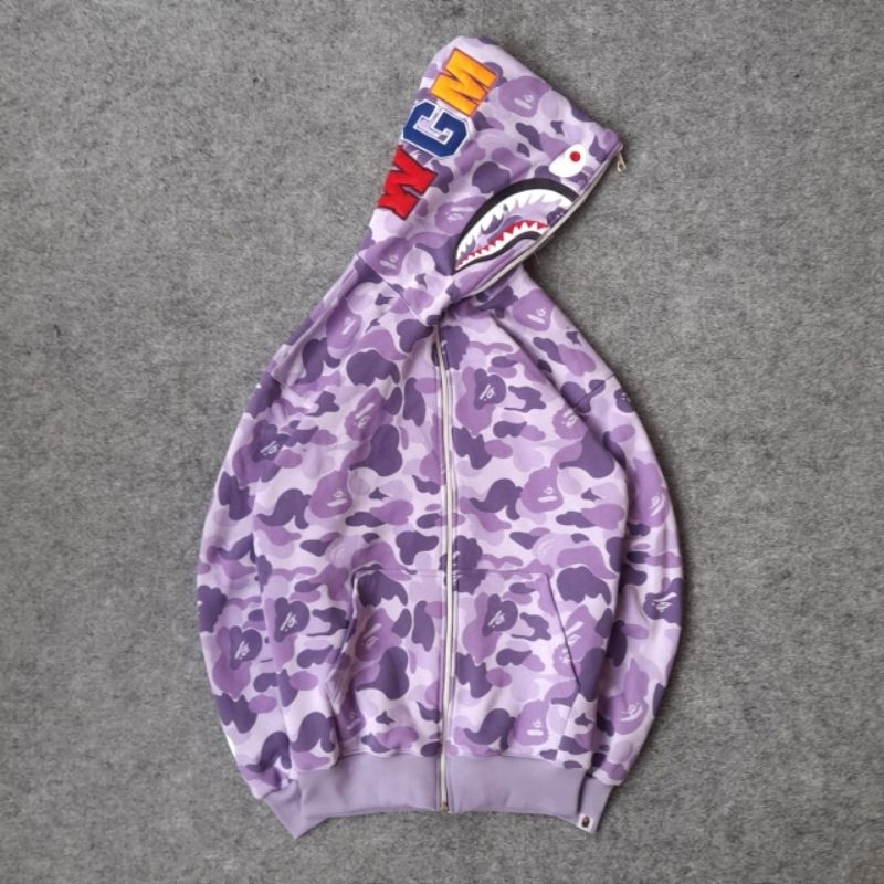 HOODIE ZIPPER BAPE UNGU CAMO