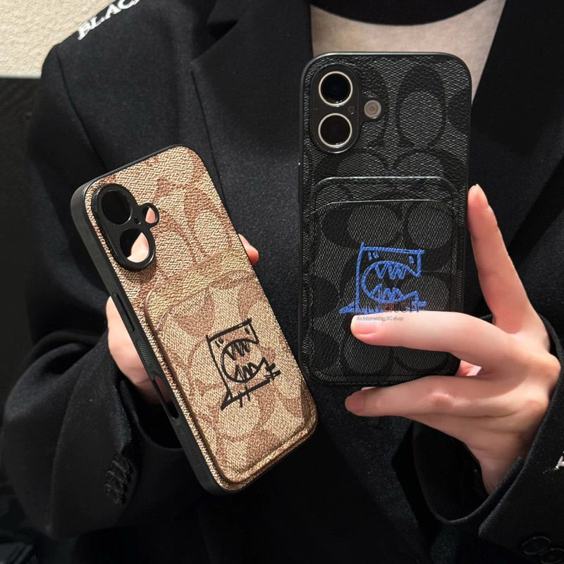 Coach Case Card Holder casing iphone 11 12 12 pro max 16 16 pro max 15 15 pro max 13 13 pro max 14 1