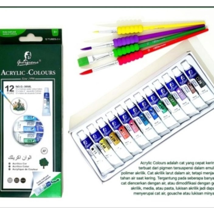 

KF7 Vtec Acrylic giorgione acrylic set 12warna 6ml Cat lukis akrilik VTECgiorgione Cat Acrylic colour paint set 12 warna 6ml