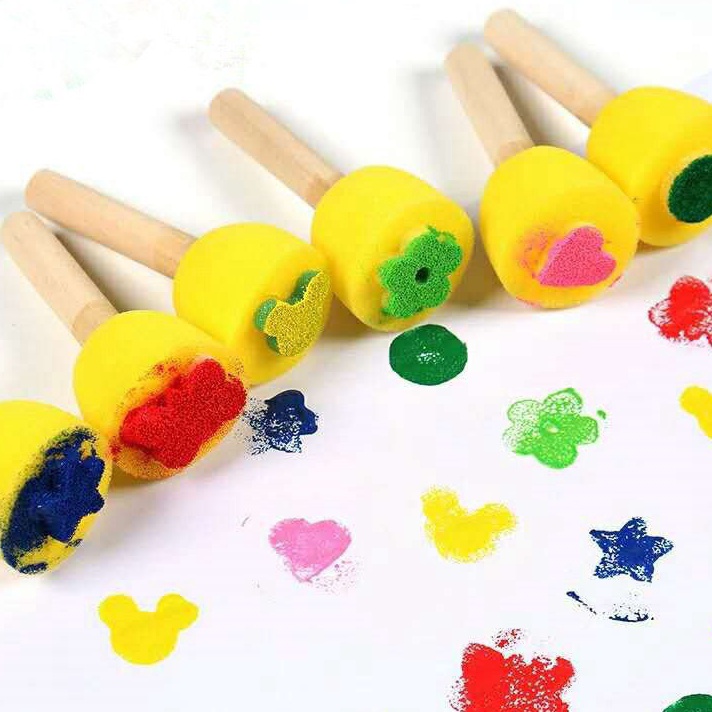 

Boom 1 SET ISI 6 KUAS KUAS PAINTING ANAK SPONS DOT BERMOTIF KUAS LUKIS ANAK