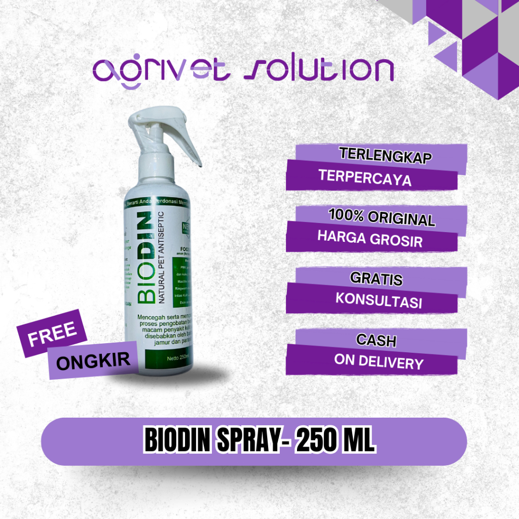 Biodin Spray 250 ml - Biodin untuk PMK Sapi - Antiseptic Semprot untuk Hewan - Obat Luka untuk Hewan
