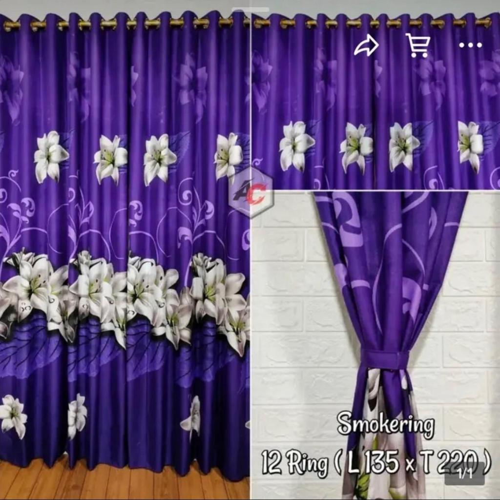 Gorden Hordeng Korden Jendela Pintu Murah Minimalis Tirai Motif Spica Ungu 12 Ring