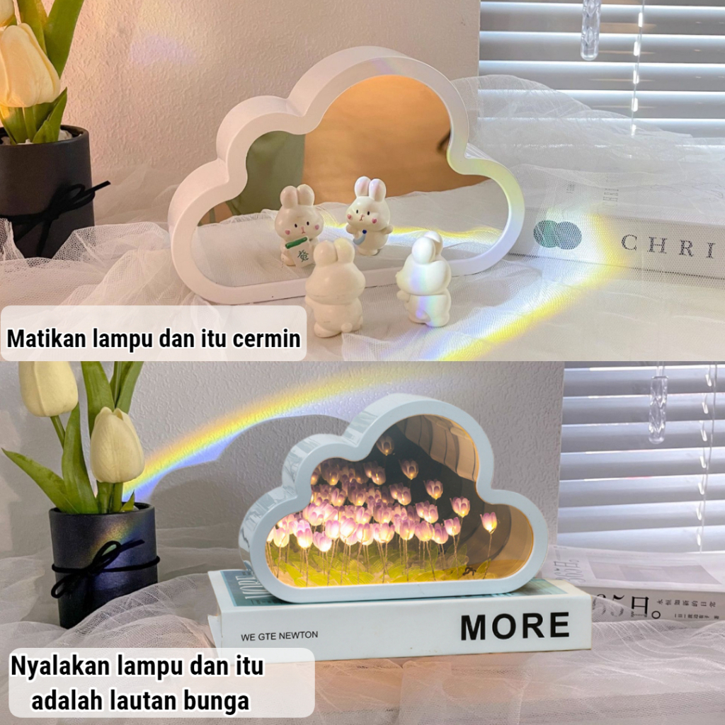 Bunga Tulip Lampu Cermin Tulip Lampu Bunga Tulip Lampu Awan DIY Led Handmade DIY Untuk Dekorasi/Lamp