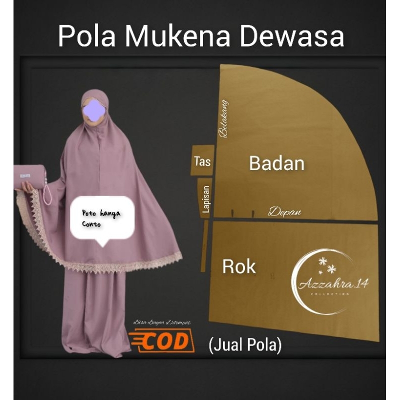 pola mukena dewasa atas bawah, pola instan mukena