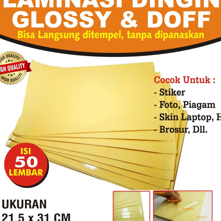 

KI3 Plastik Laminasi Dingin A4 isi 5 lembar Motif Glossy Sticker Bening Transparant Pelapis Kes Foto Glossy Photo Paper