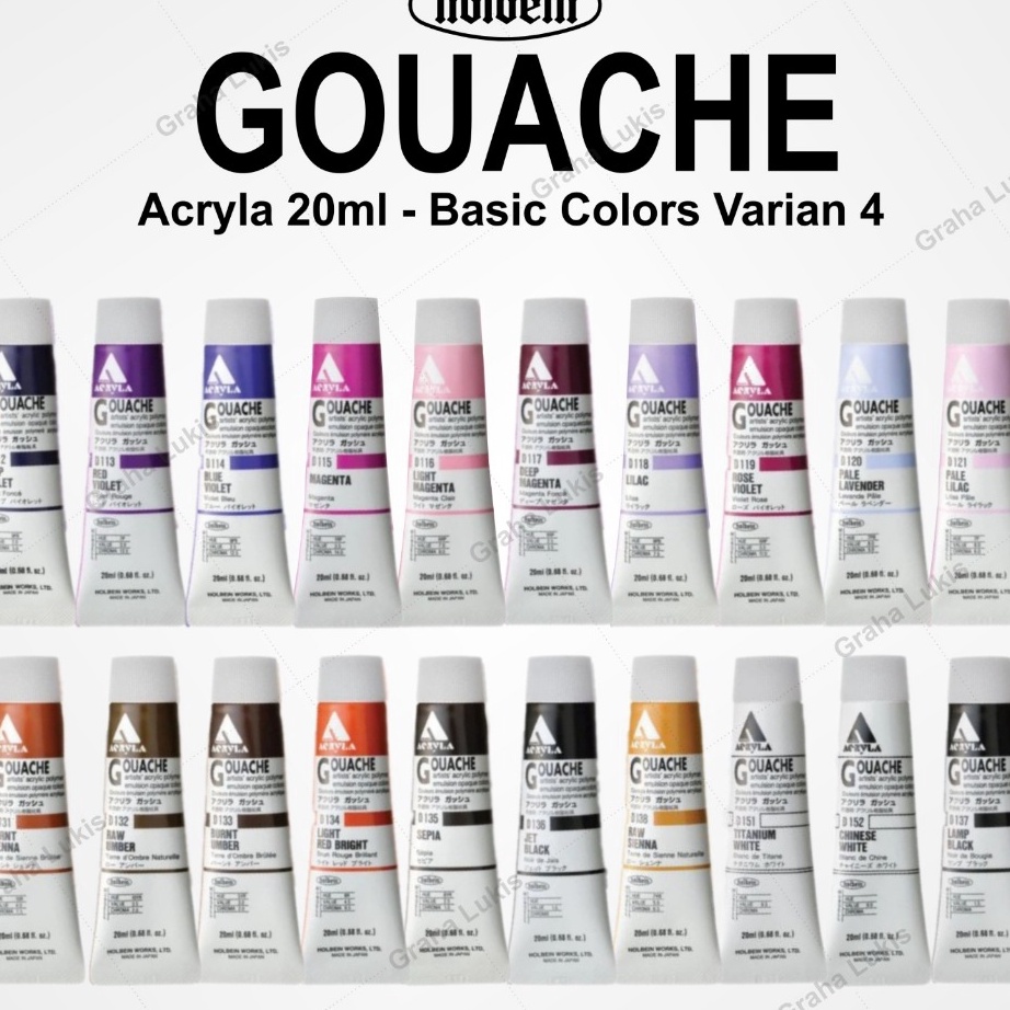 

FG2 Holbein Acryla Gouache 2ml Basic Colors Varian 4