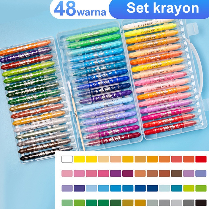 

KP8 COD Grasp Crayon Set 48 Warna Silky Crayon Water Soluble Crayons Krayon Licin Grasp