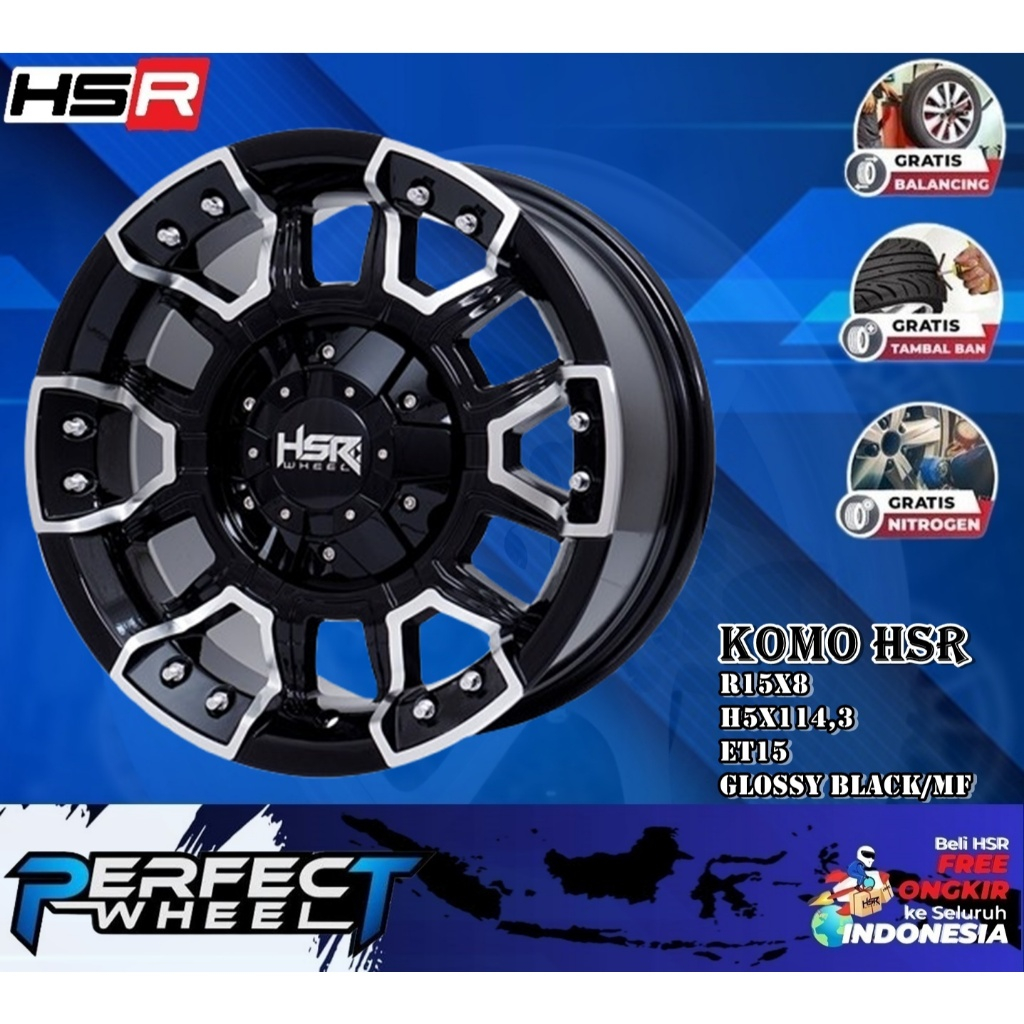 Velg Mobil Hilux Single R15 Hsr Wheel Komo Lebar 8 ET 15 Velg Offroad Terios,Taruna,Captiva,Innova