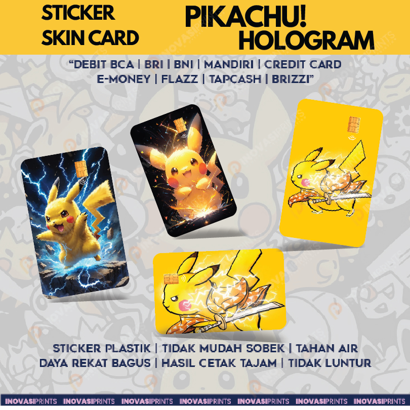 

Card Skin/Sticker Kartu HOLOGRAM "PIKACHU' I high quality | murah