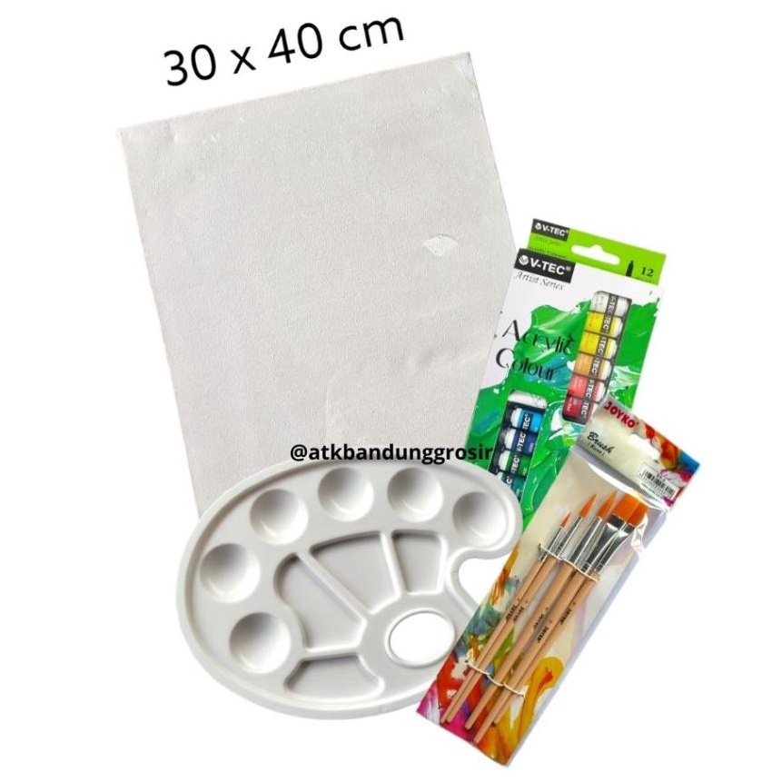 

KP8 Melukis Lengkap Set 4 in 1 Variasi Jumbo Set Kanvas 3x4 Kuas Palet Cat Acrylic Set SHABG