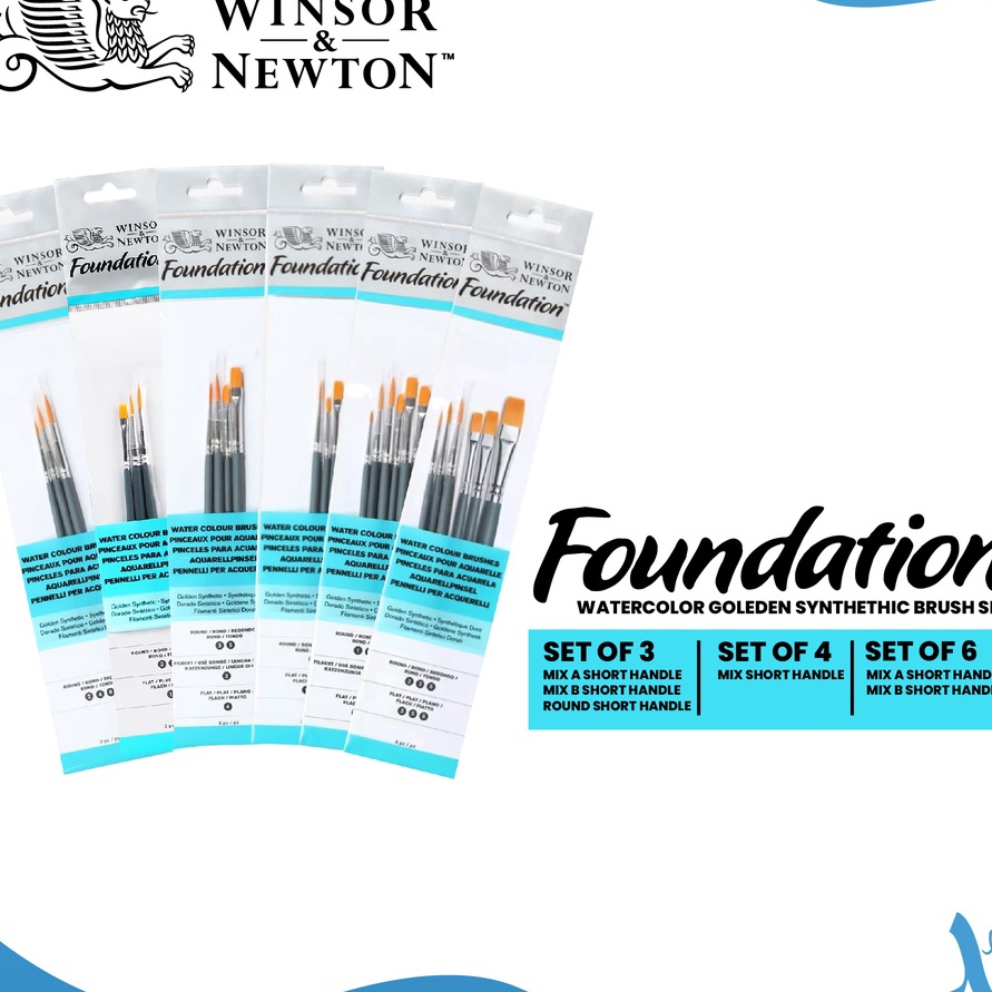 

KI3 Winsor ton Foundation Watercolor Brush Set Golden Synthetic Short Handle