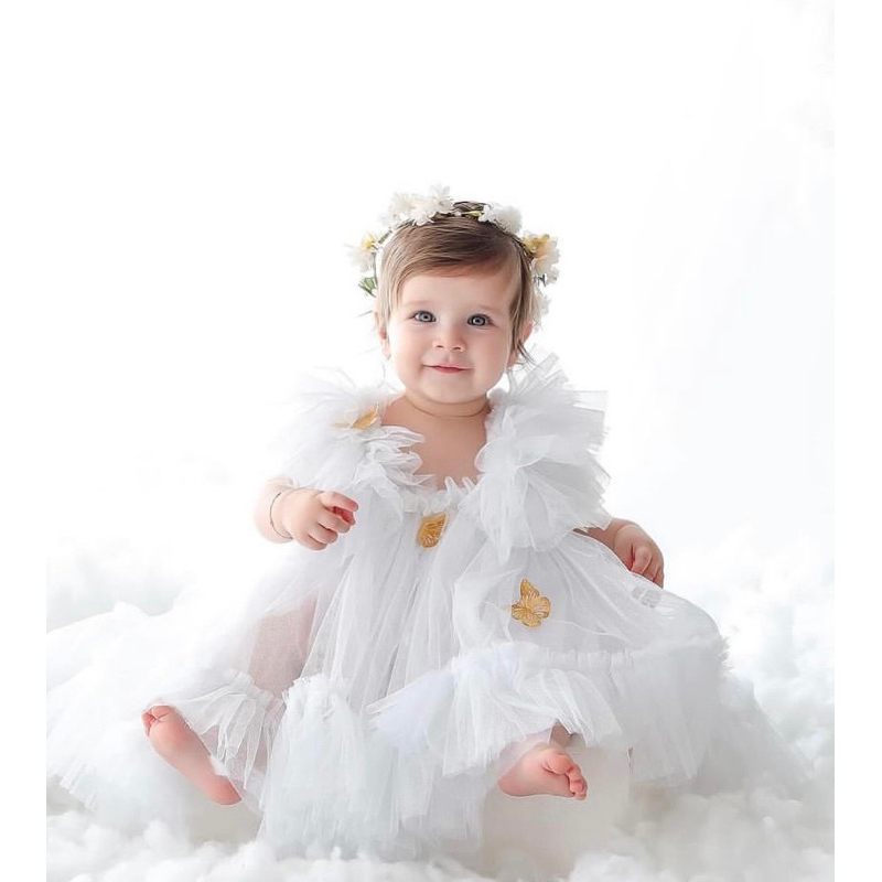 dress tile anak gaun anak kupu kupu gold pakaian anak perempuan