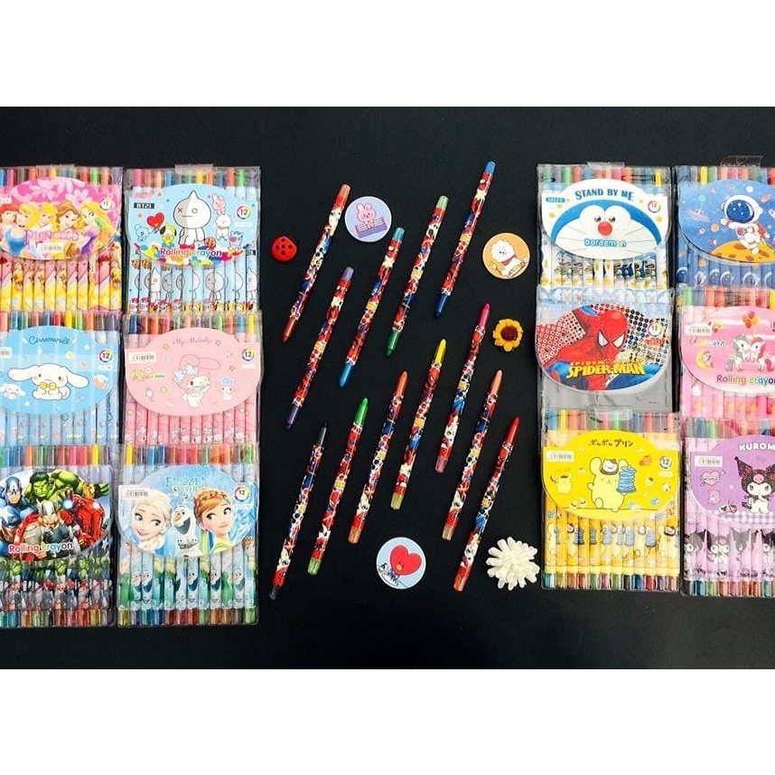

Mega CRAYON PUTAR PANJANG 12warna atau 18warnakrayonrolling crayontwist crayon