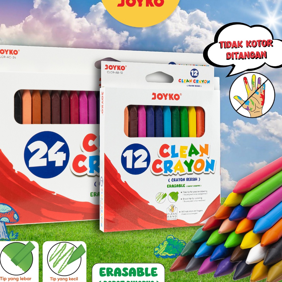 

HJ6 Krayon Bersih Dapat Dihapus Clean Crayon Erasable Joyko
