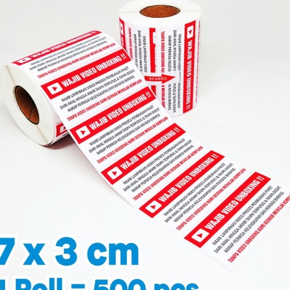 

Terlaris Sticker Label Wajib Video Unboxing Stiker Pengiriman Olshop 7 x 3 cm 1 roll pcs