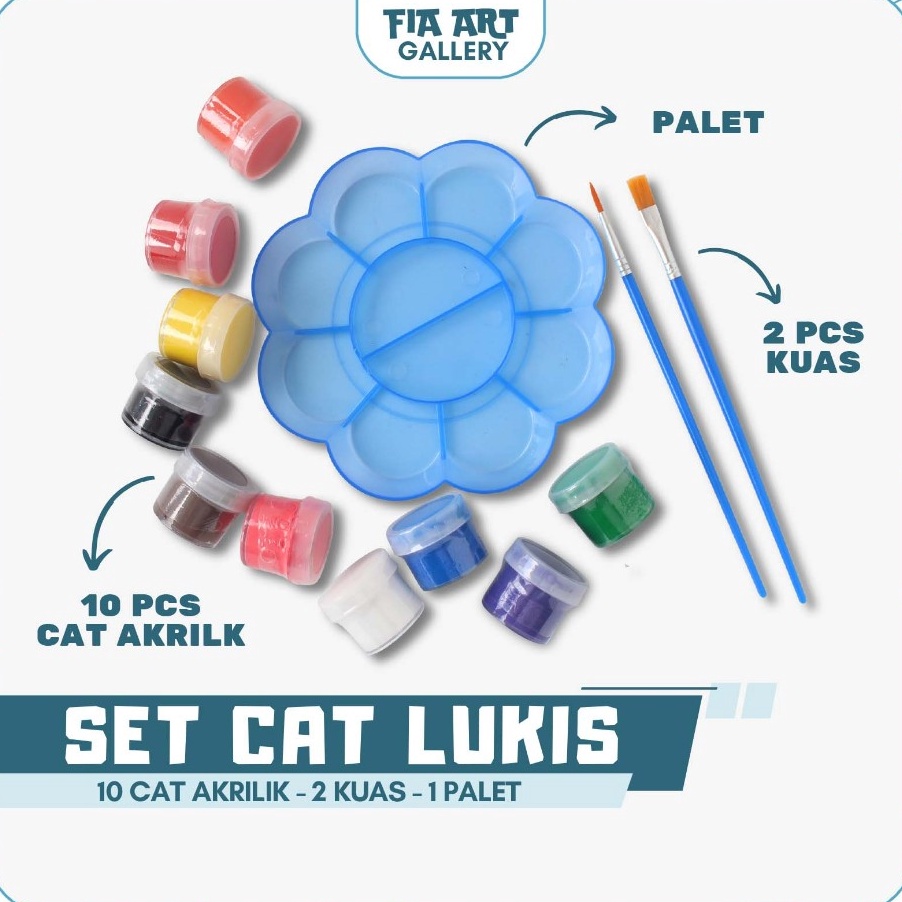 

Potongan SET CAT LUKIS 1 Cat Akrilik 2 Kuas 1 Palet Lengkap Untuk Melukis