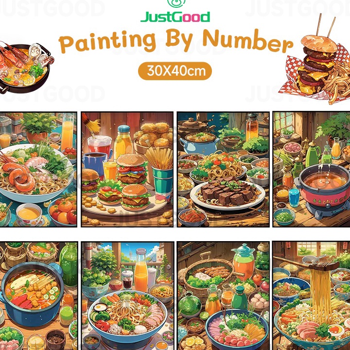 

KP8 With Frame Lukisan Minyak Seri Ramen Paint By Number Set 3 x 4 cm Realism Edition DIY Painting Kit Numbers Lukis Canvas Living Room Hanging Painting