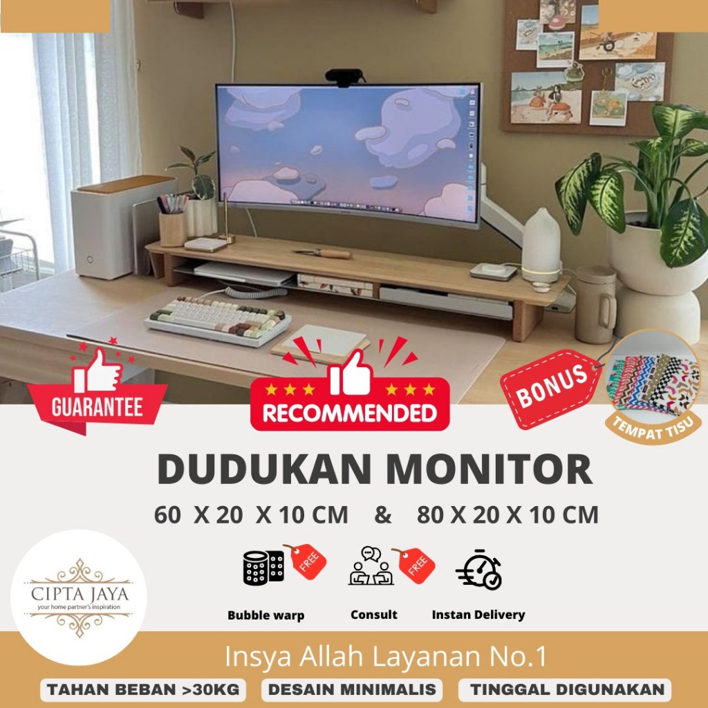 Cipta Jaya  Meja Komputer Monitor stand tatakan standing rak laptop 27 inc pc 19 inc Panjang 6 dan c