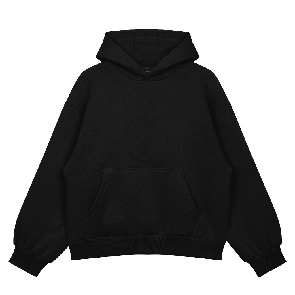 Hoodie Boxy Oversize Hitam Premium FLeece Tebal 330gsm