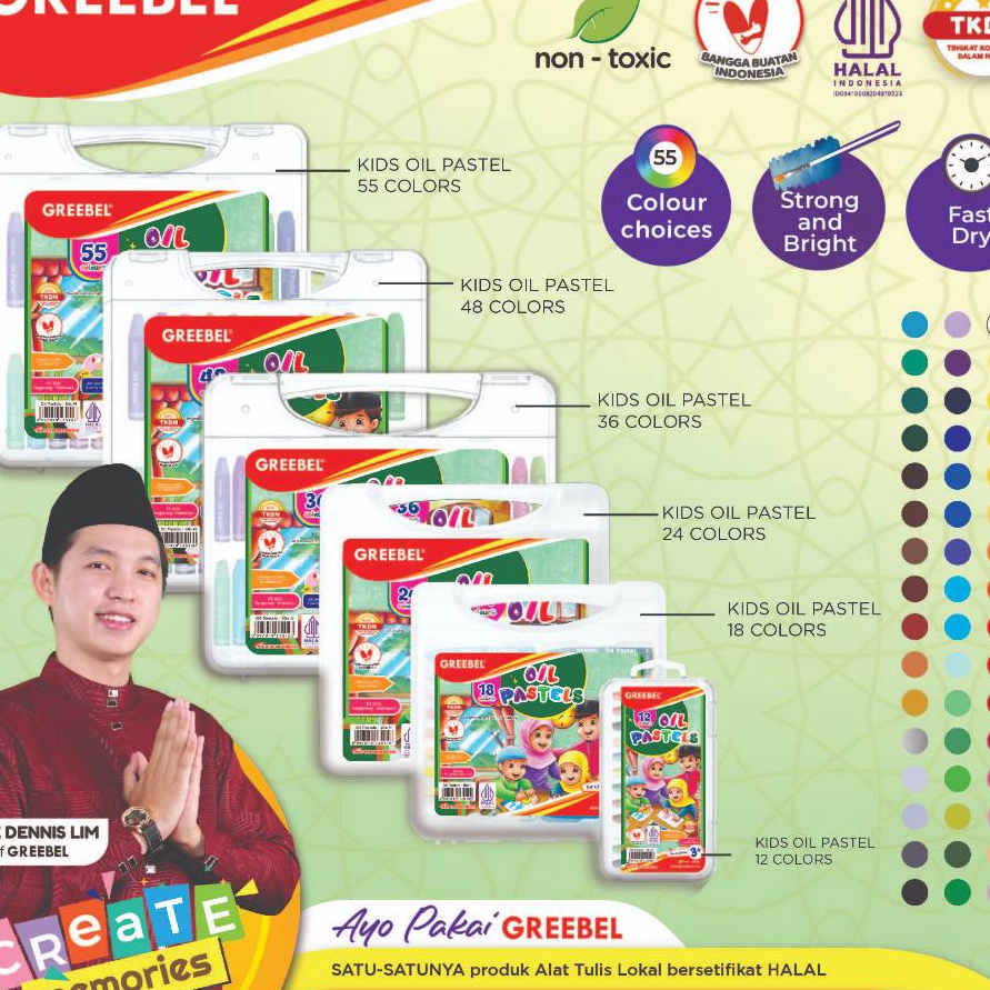 

Langka GREEBEL Crayon Krayon Oil Pastel Halal Edition Aman Untuk Anak Hasil Professional