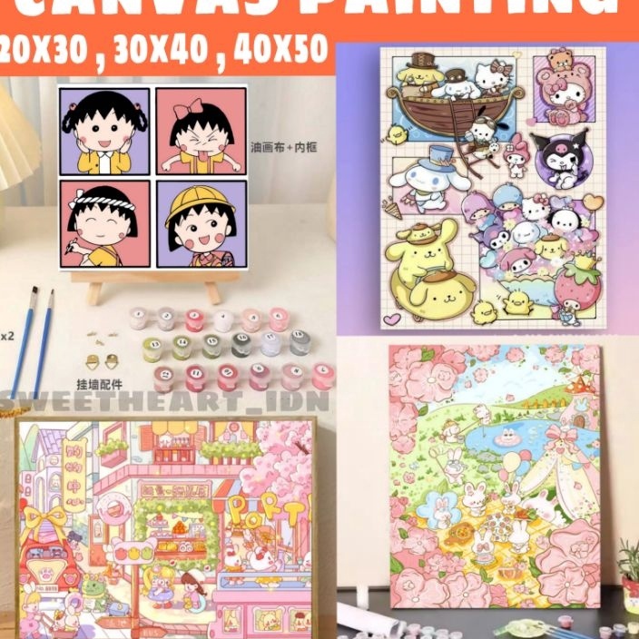

KF7 Canvas Painting By Number 2X3 CM 3x3 CM 4X5 CM Melukis Mewarnai Kanvas Nomor Prakarya Anak Canvas