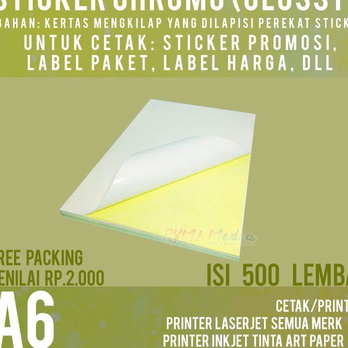 

Kilat lembar Sticker Chromo A6 Kes Stiker Glossy Mengkilap A6 1 RIM