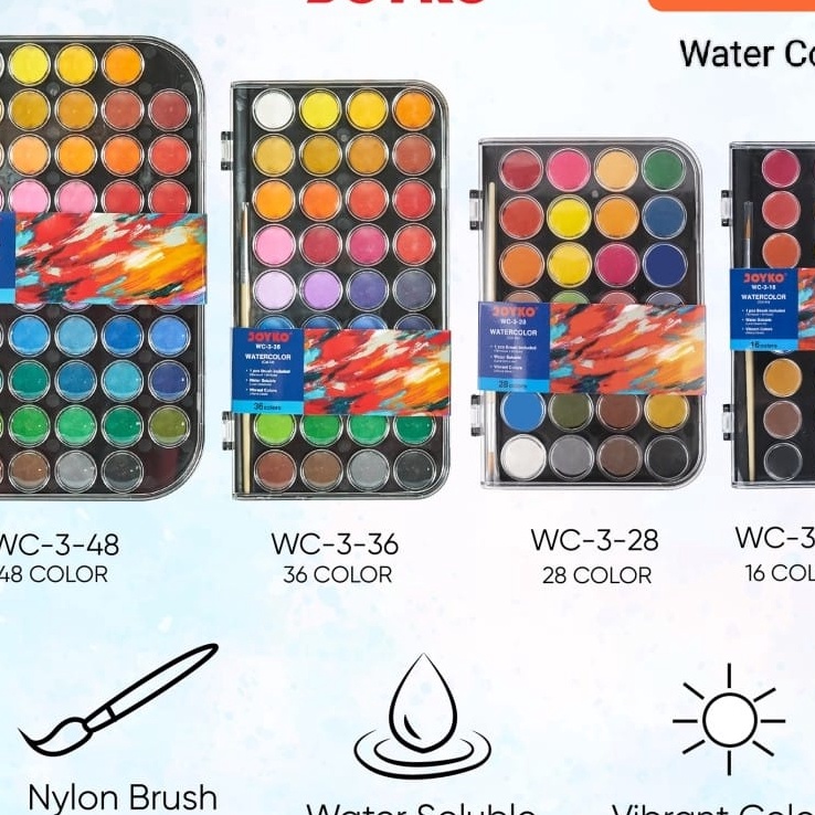 

FG2 JOYKO WATERCOLOR SET WC3 CAT AIR PADAT WARNA LUKIS MEWARNAI KUAS