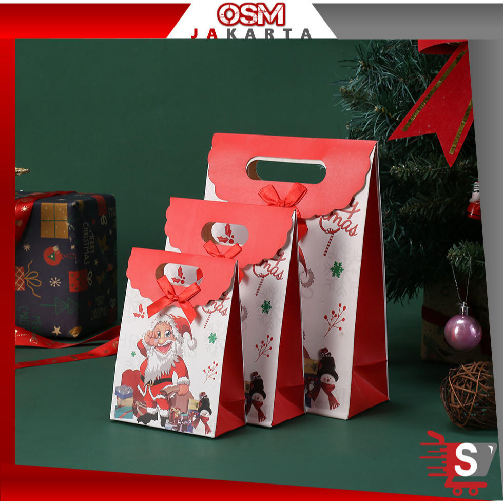 

OSM JKT 6470 Paper Bag Motif Natal / Paper Bag Santa Small Medium Size / Hampers Unik Kado Natal / Souvenir Motif Christmas Santa