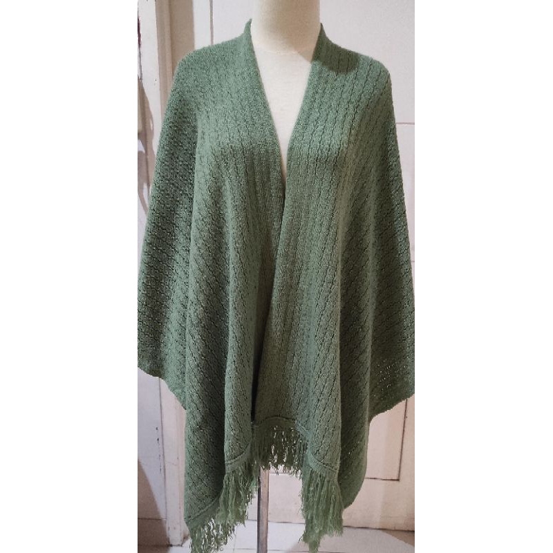 Cardigan Sweater Rajut Wanita Noir Sur Blanc Sage Green Like New 1x Pakai Cardigan Akrilik