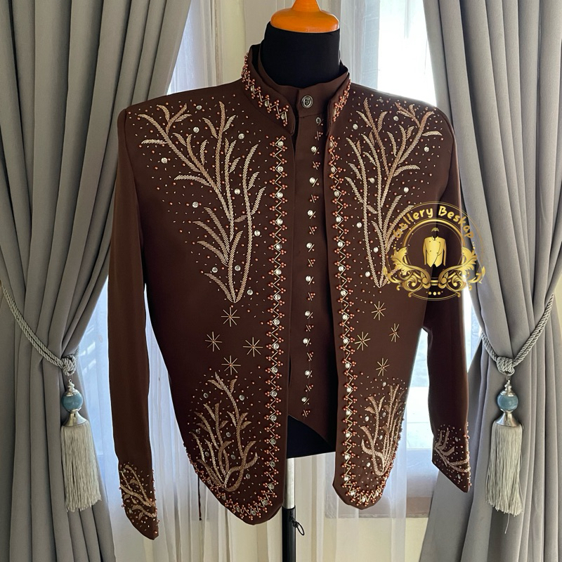 READY beskap pengantin coklat tua / beskap solo/ beskap jawa