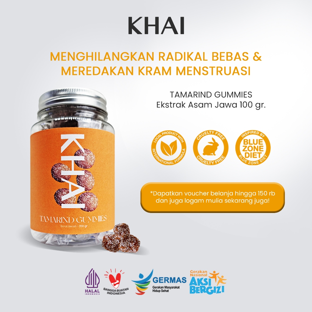 

KHAI TAMARIND GUMMIES - PERMEN ASAM KENYAL DARI BAHAN NATURAL ALAMI - 100gram