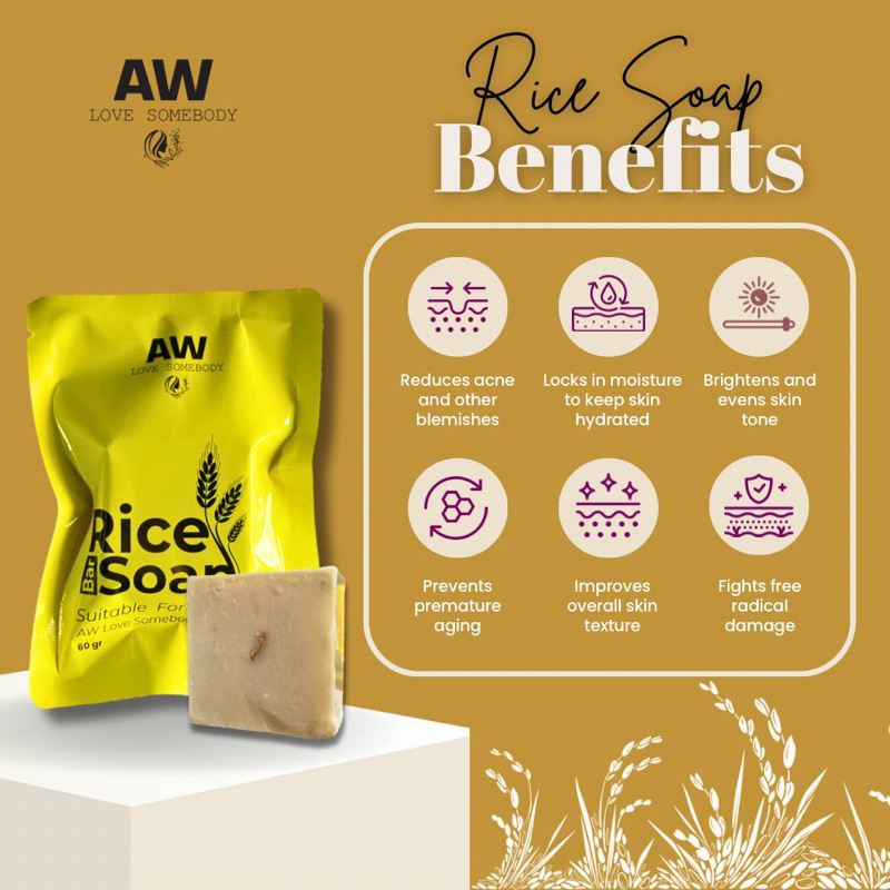 Sabun Whitening - AW Rice Soap 100gr - Whitening Soap For All Type Skin