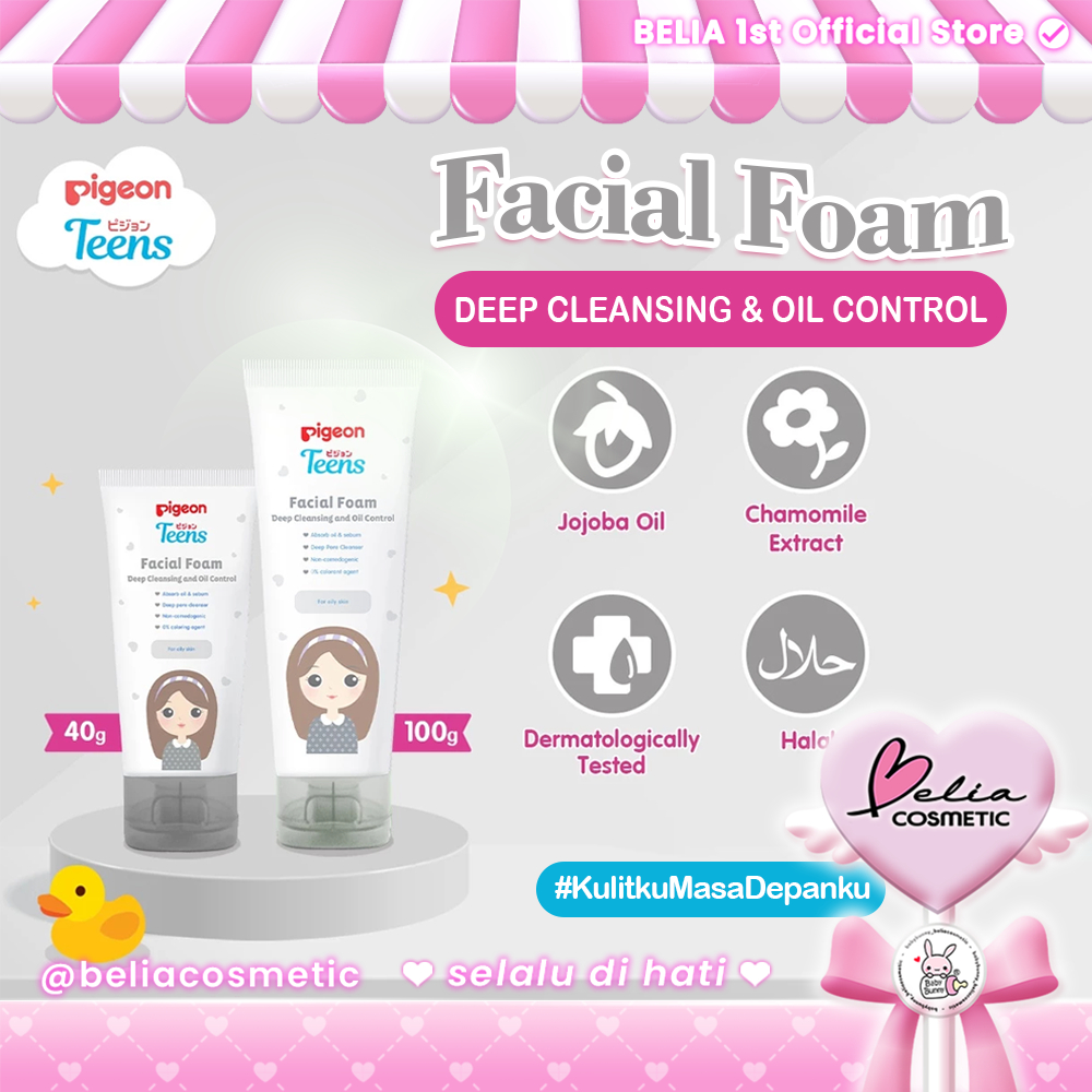❤ BELIA ❤ PIGEON TEENS FACIAL FOAM DEEP CLEANSING & OIL CONTROL 40ml | Kulit Berminyak | Charcoal | 