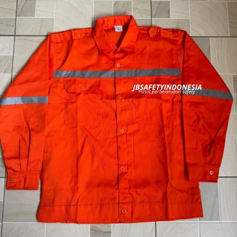 BAJU KERJA PRIA LENGAN PANJANG WARNA ORANGE - WEARPACK SAFETY ATASAN LENGAN PANJANG WARNA ORANGE