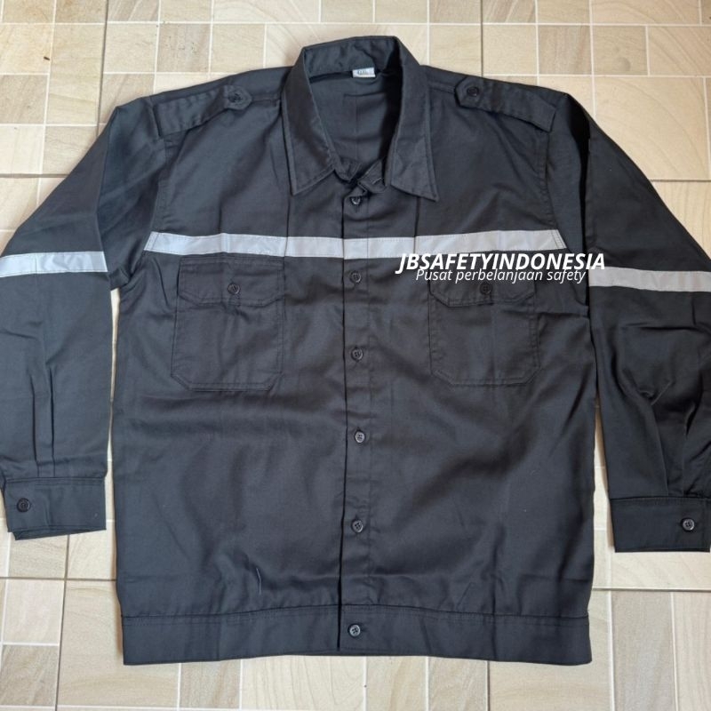 BAJU KERJA PRIA LENGAN PANJANG WARNA HITAM - WEARPACK SAFETY ATASAN LENGAN PANJANG