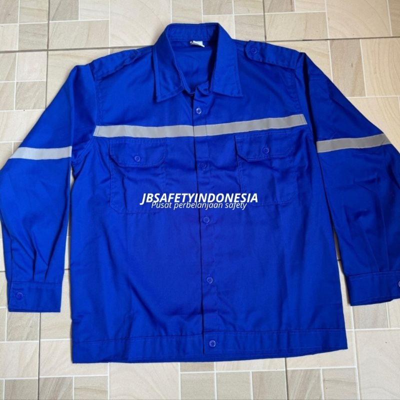BAJU KERJA PRIA LENGAN PANJANG WARNA BIRU - WEARPACK SAFETY ATASAN LENGAN PANJANG