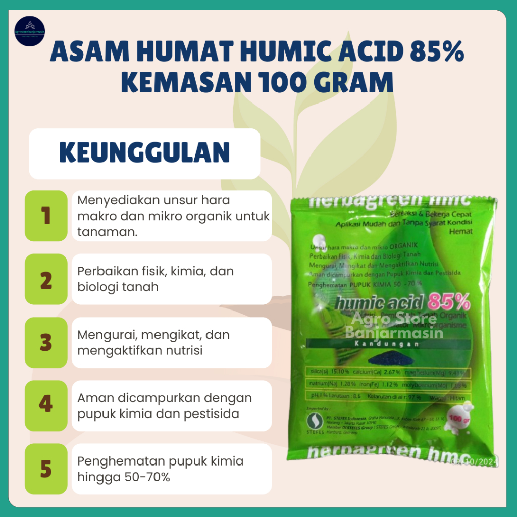 Asam Humat Humic Acid 85% merk Stefes kemasan 100gr